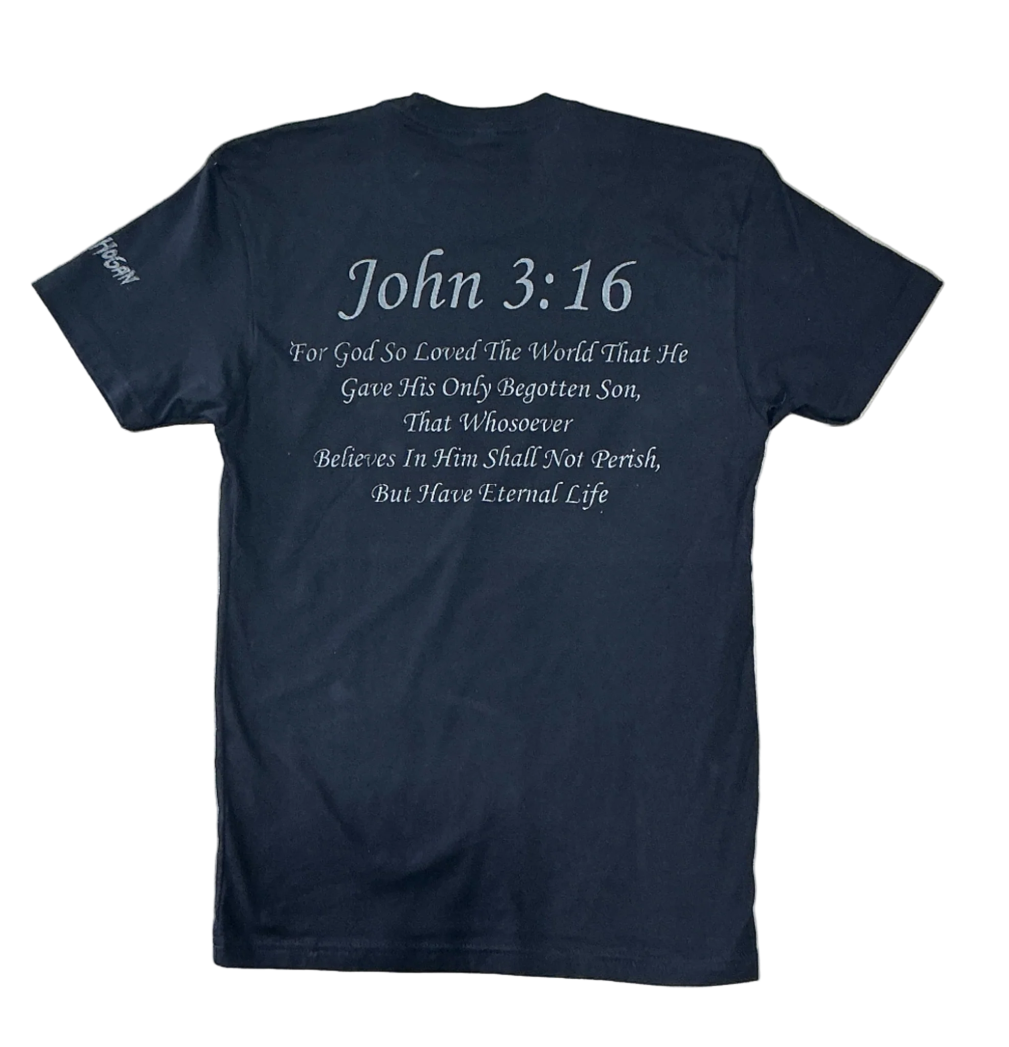 Black John 3:16 Reflective Adult T-Shirt - Image 2