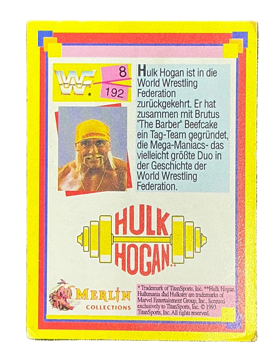 Consignment SR - Hulk Hogan Merlin #8/192 Trading Card - Image 2