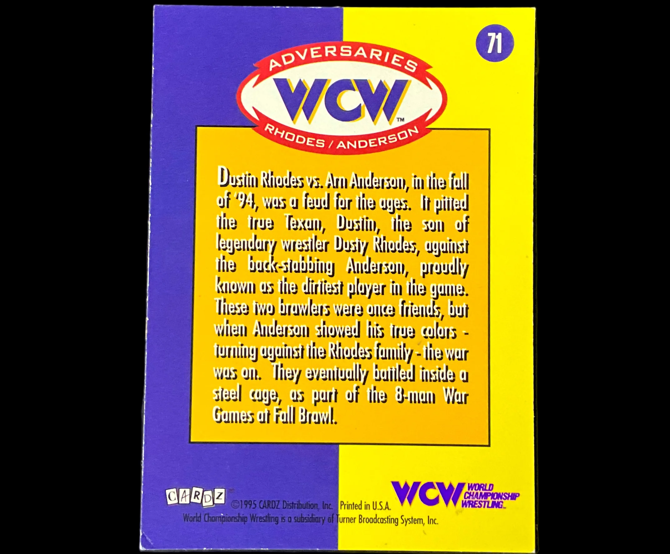 Dustin Rhodes vs Arn Anderson WCW Adversaries # 71 Hulk Hogan Signed Trading Card - Image 2