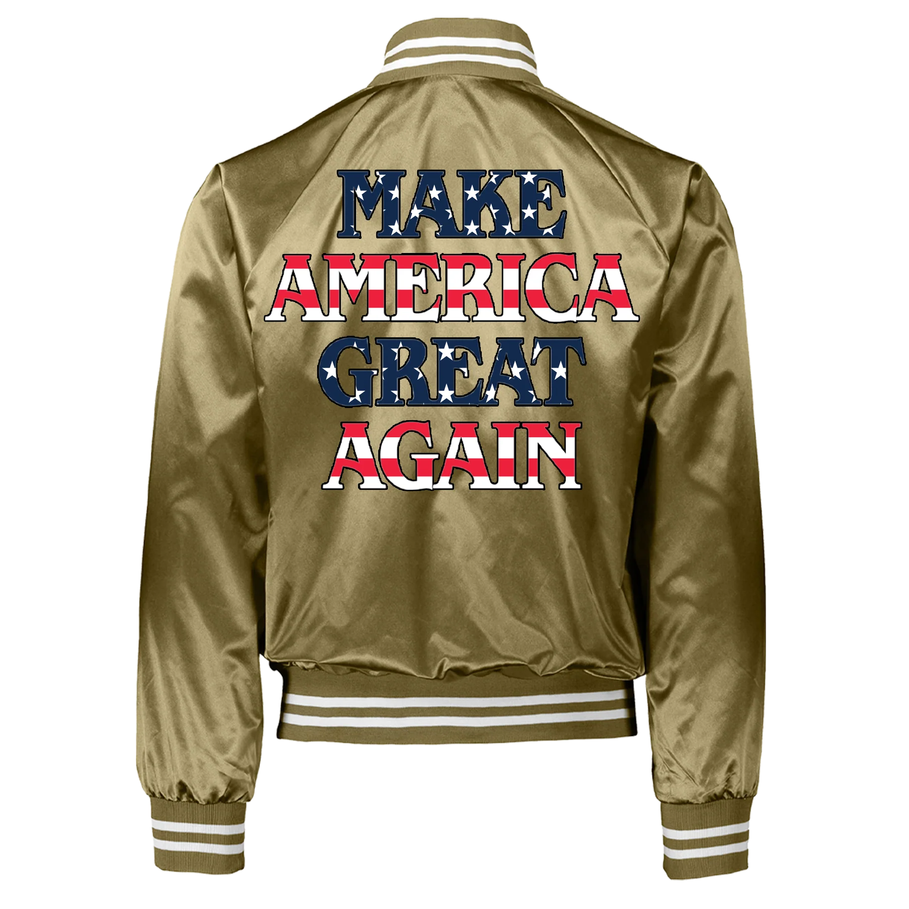 Gold Satin Varsity MAGA Jacket