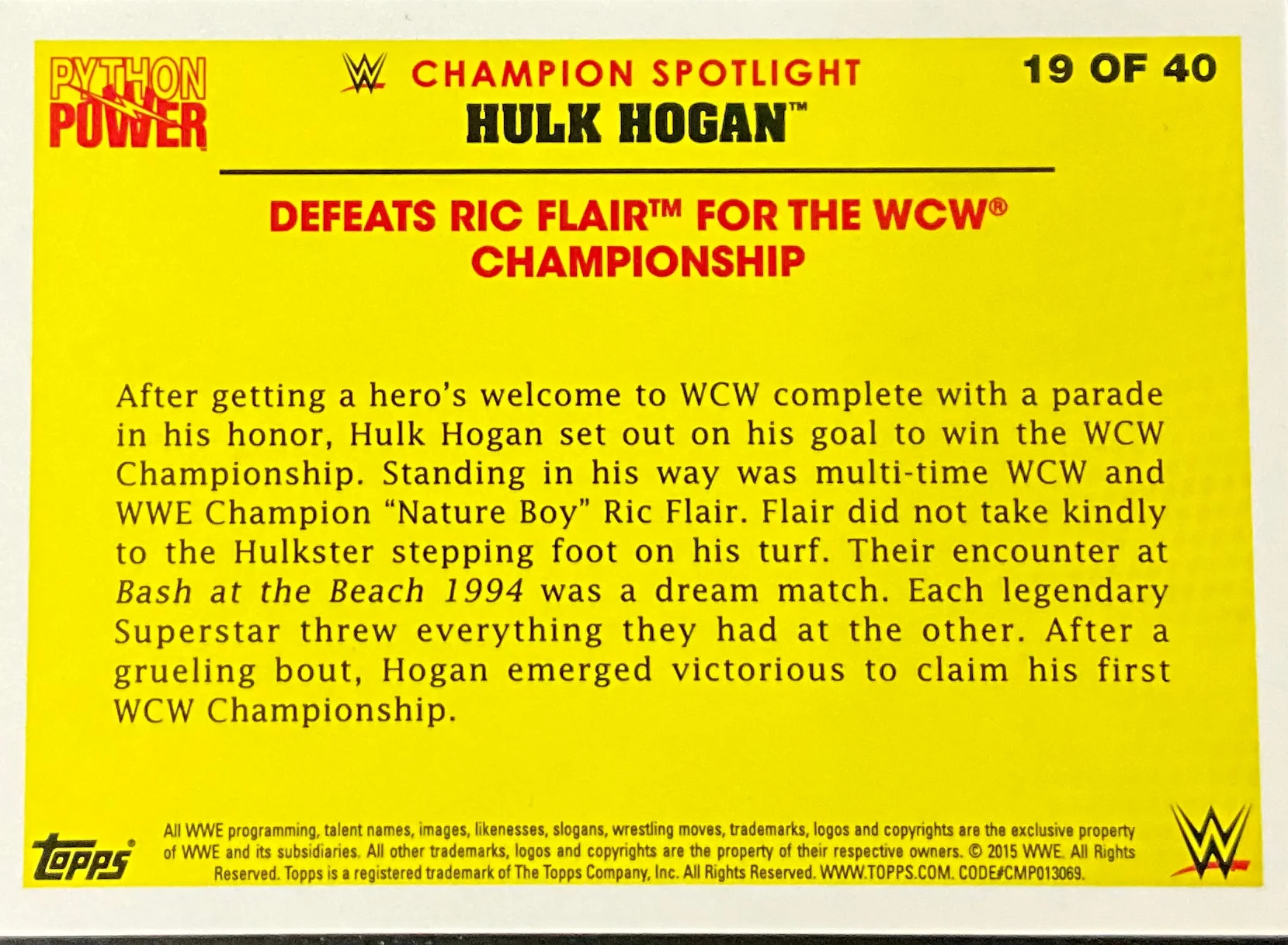 Consignment SR - Hulk Hogan Defeats Ric Flair Signed Trading Card - Image 2