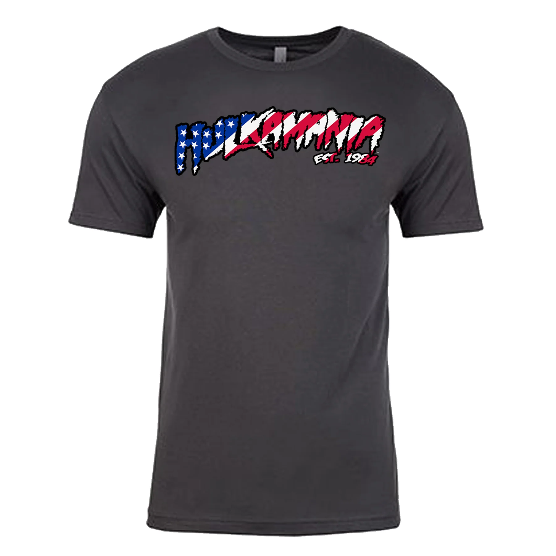 Gray American Flag Hulkamania Adult T-Shirt - Image 2