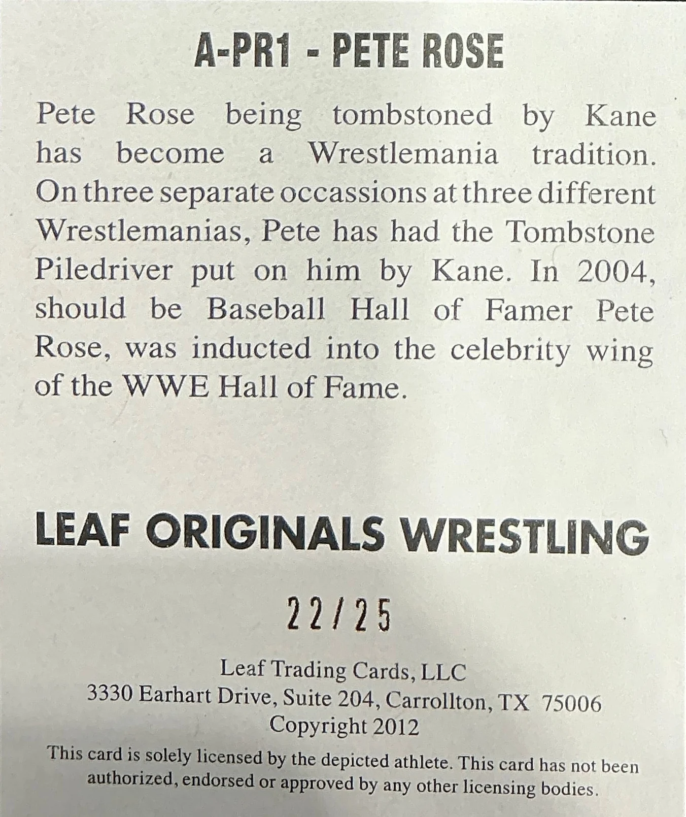 Consignment CM - Leaf Originals Pete Rose Signed Trading Card - Image 2