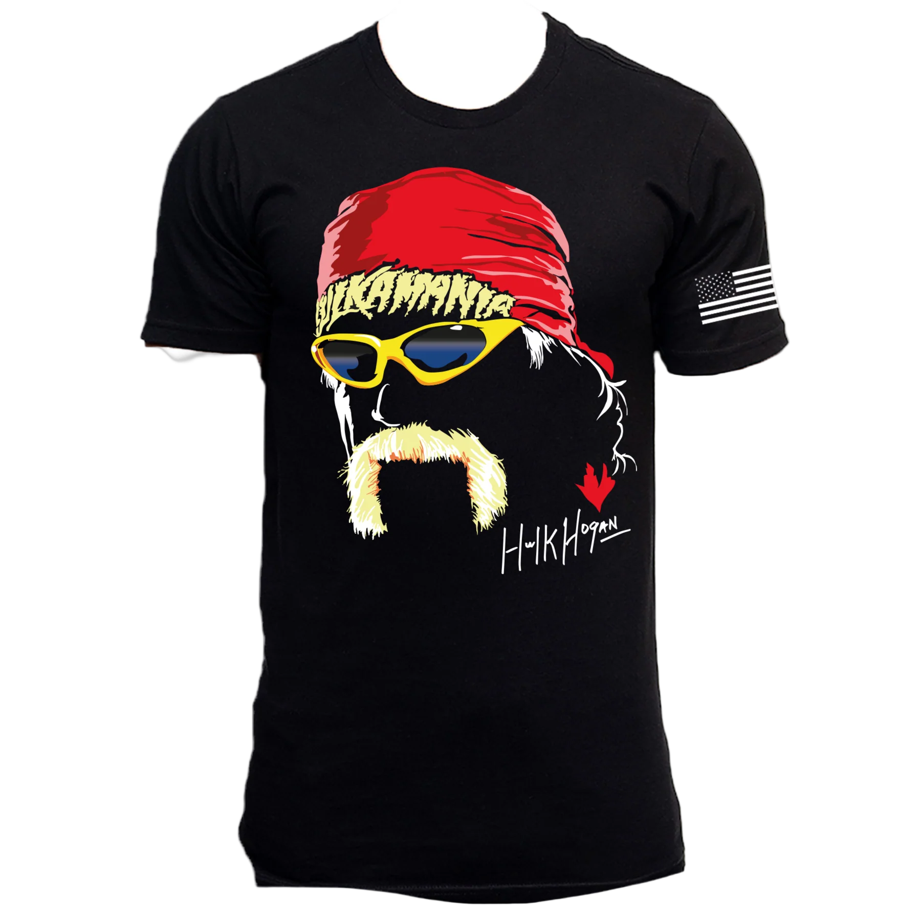 Black Hulk Mustache Adult T-Shirt - Image 2