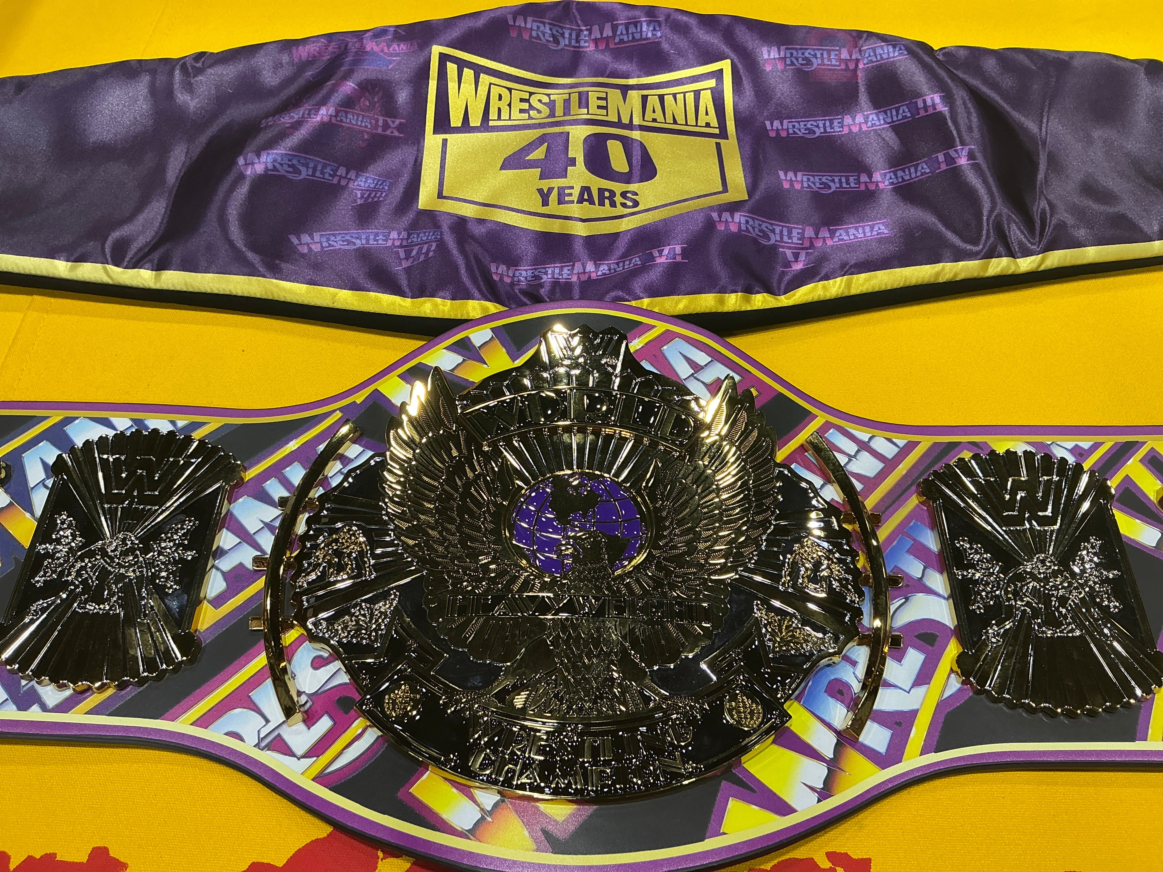 Signed Wrestlemania Winged Eagle Dual Gold Plated 40th Anniversary 135/200 Belt - Image 2