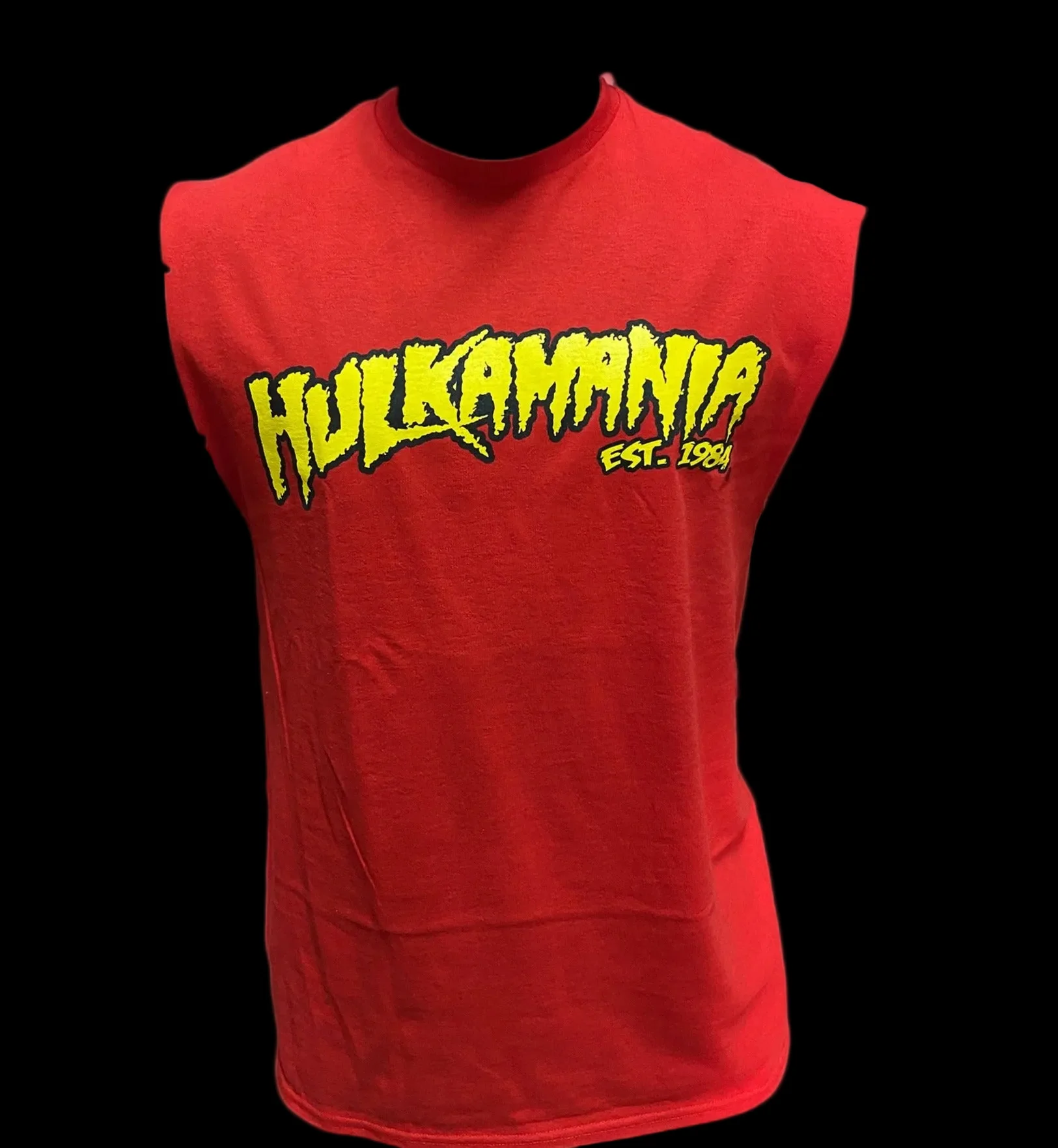 Sleeveless Red Hulkamania Cut Off Adult Tank Top - Image 2