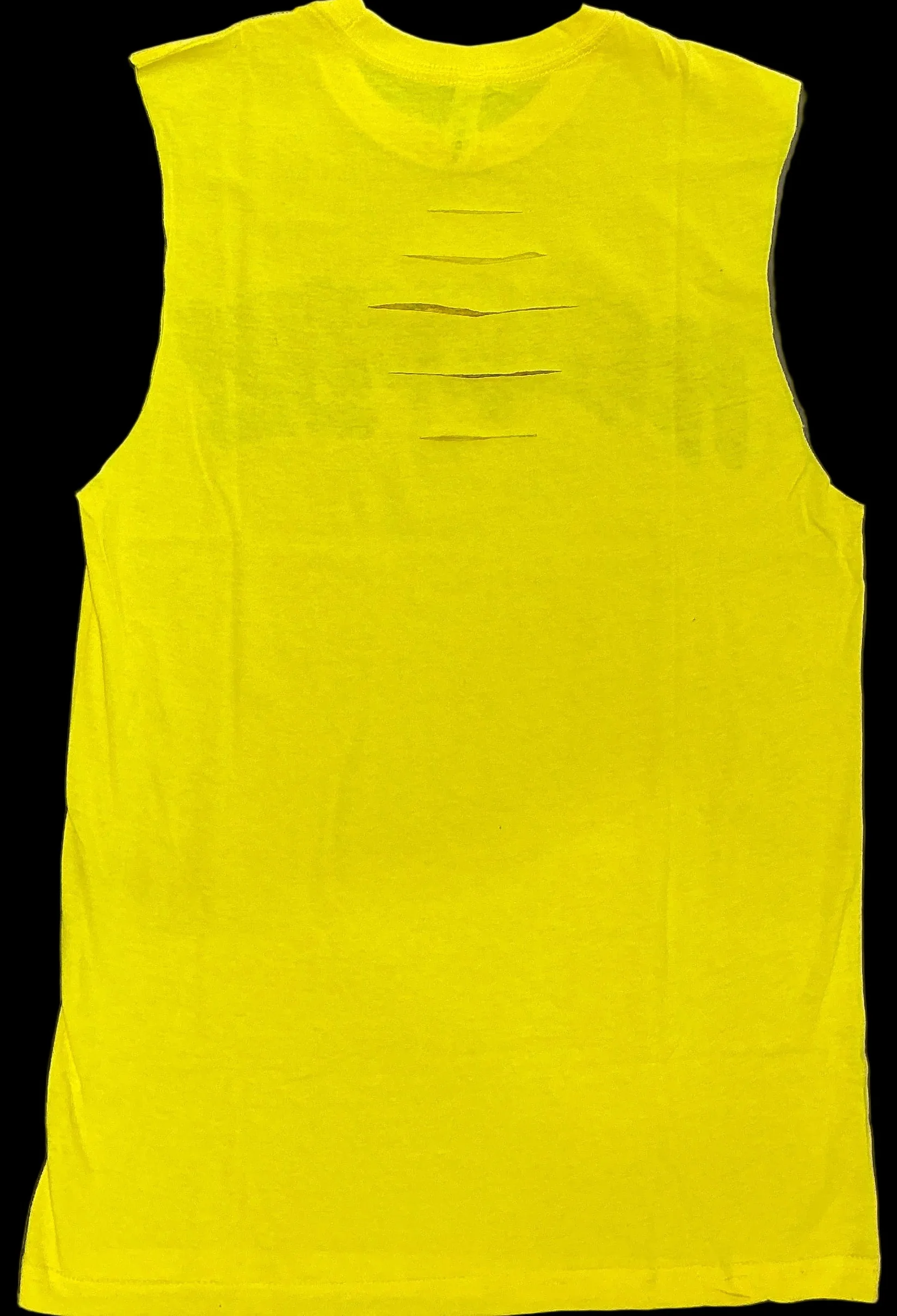 Sleeveless Yellow Hulkamania Cut Off Adult Tank Top - Image 3