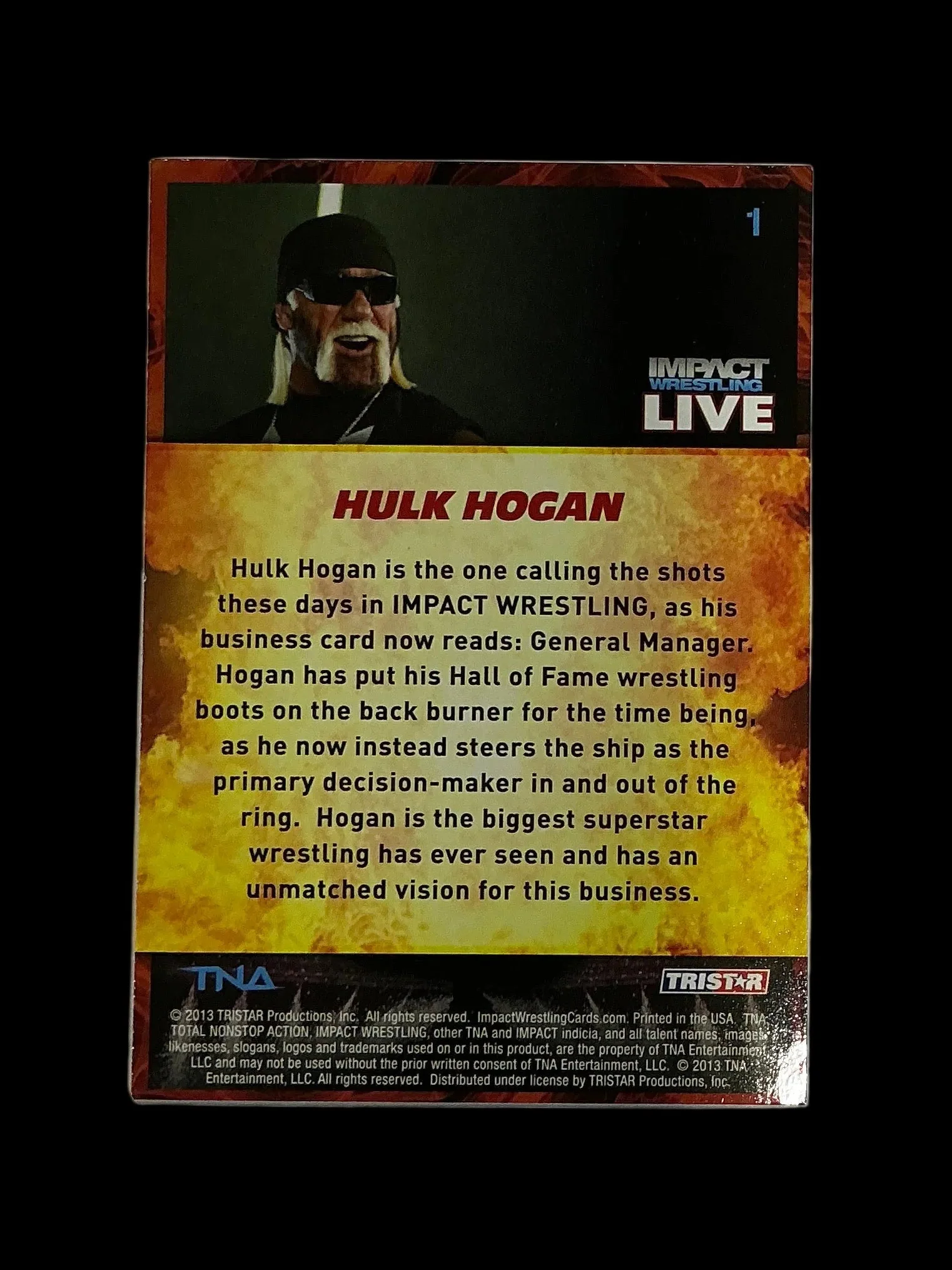 TNA Tristar Impact Wrestling Live Hulk Hogan #1 Trading Card - Image 2
