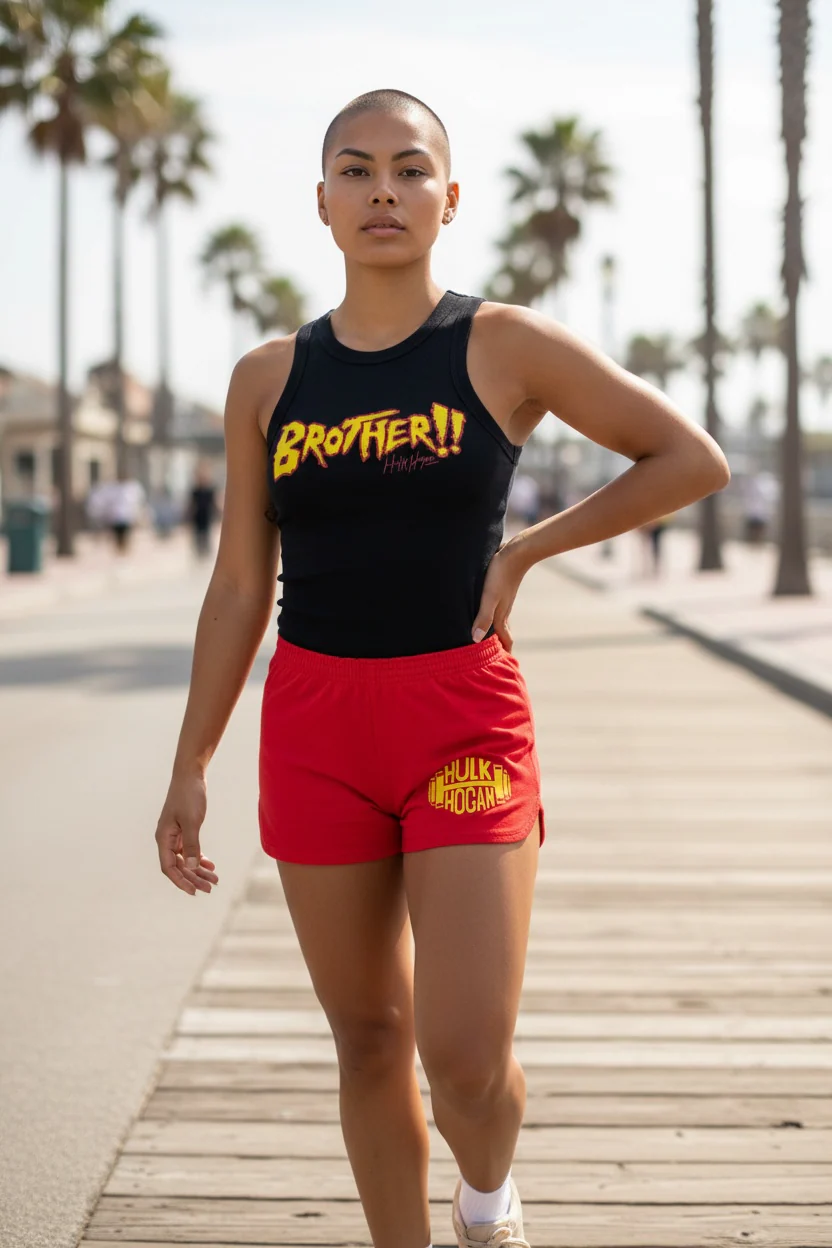 Women's Red Hulkamania Gym Shorts - Image 3