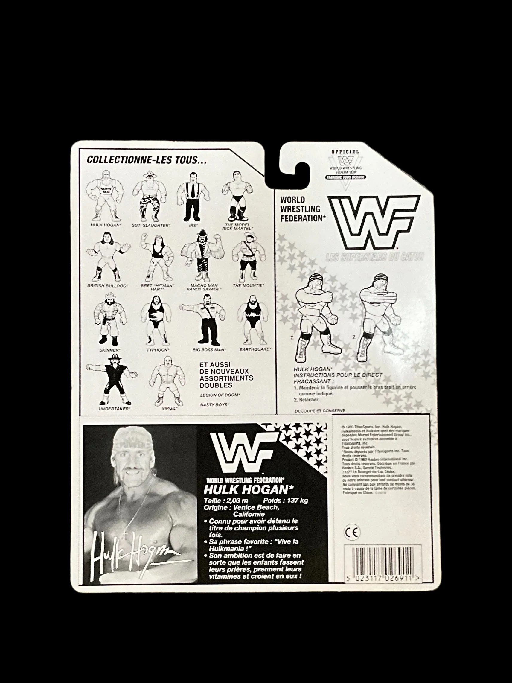 WWF Hulk Hogan Hasbro Figure French Version Unsigned - Image 3